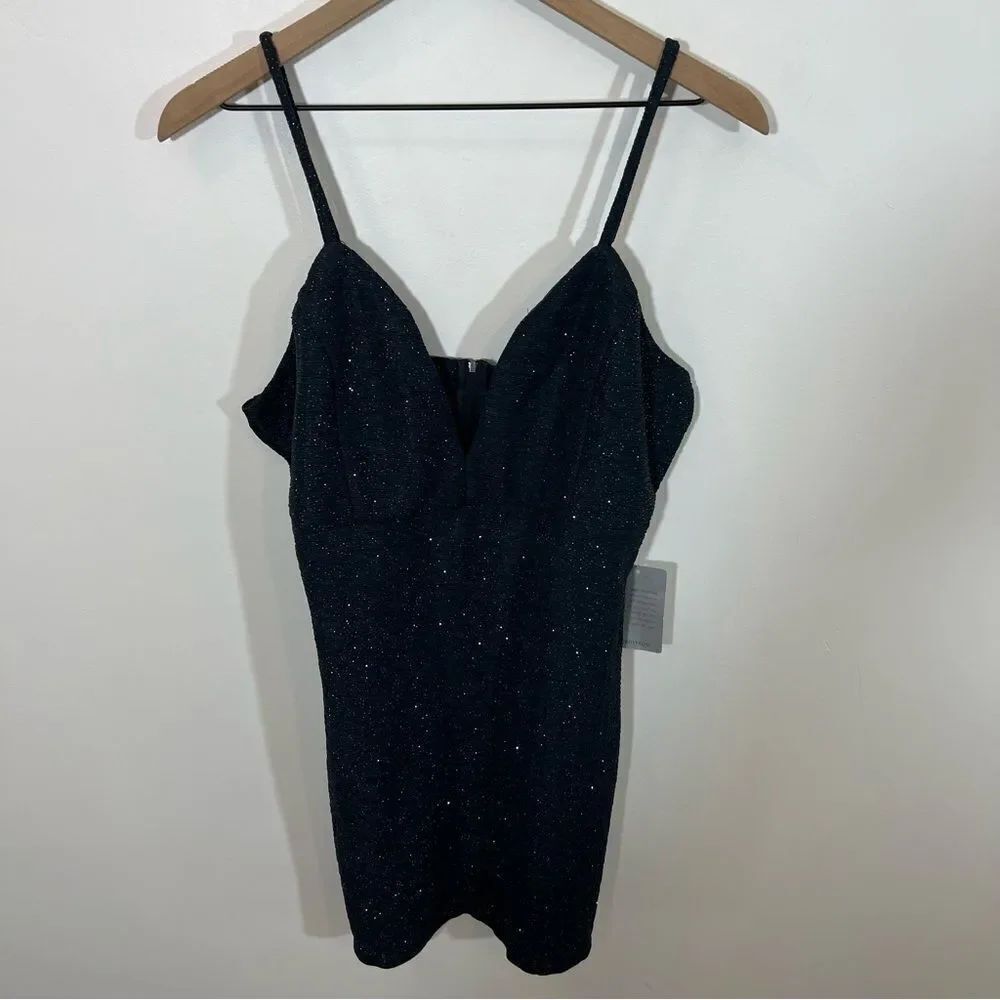 NWT Bailey Blue Deep V-Neck Sleeveless Back Zip Sparkle Bodycorn | Size XL
